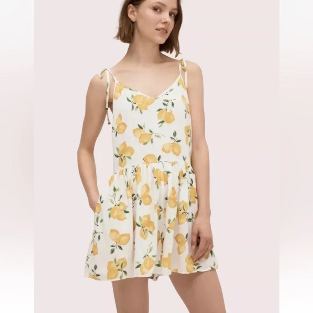 Kate Spade Lemon 🍋 Beach Flare Cover-up Romper - L